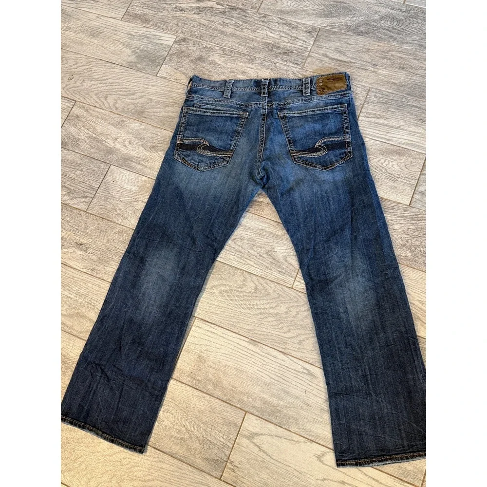 Silver Jeans Zac 36x32 Mens 36 x 32 Blue Relaxed Straight Leg Denim Western